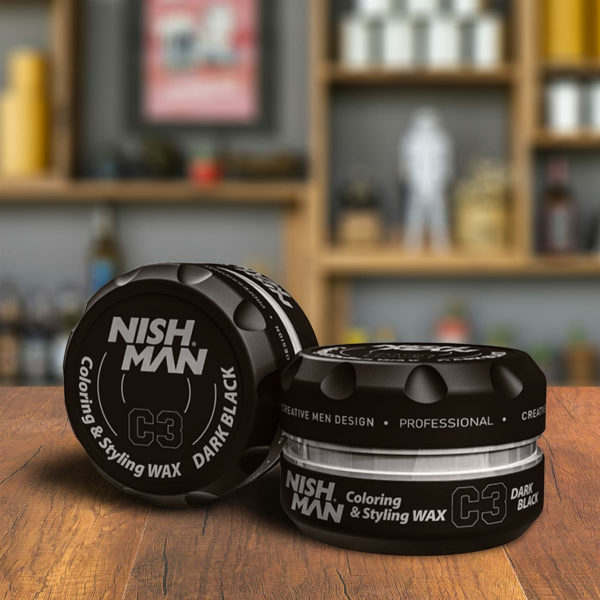 Nishman Coloring Hair Styling Wax C3 - Dark Black 3.4 oz - 6 Pack WAX C3-6P
